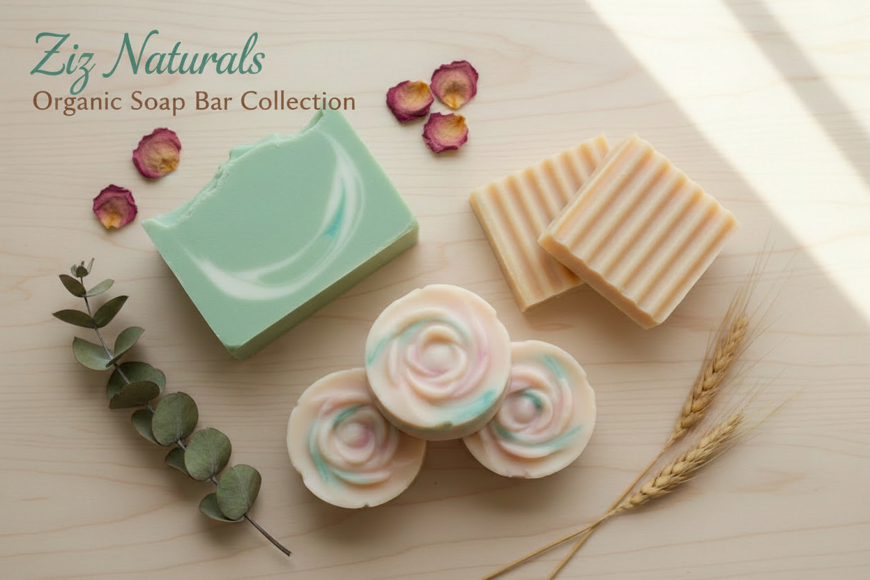 Organic Soap Bar Collection - Brown Text